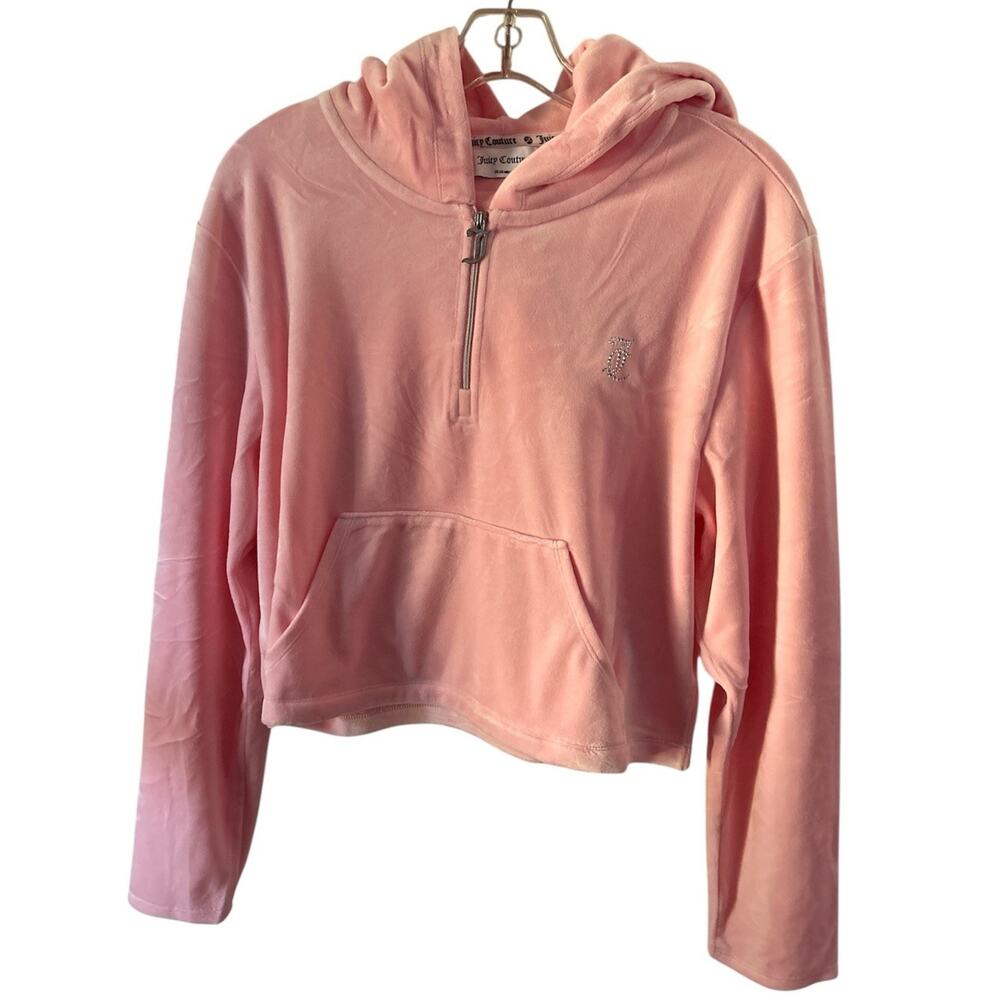 Juicy Couture light pink Crop rhinestone logo hoodie Women's Large
